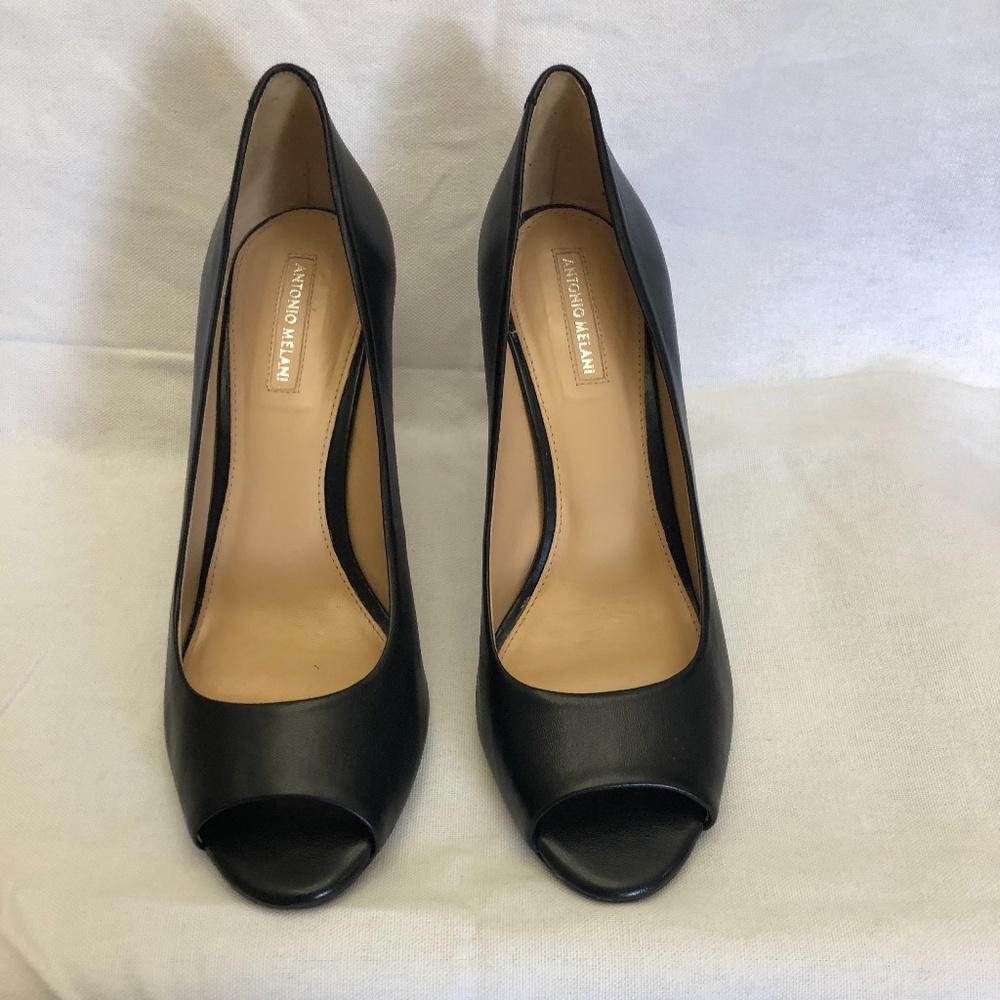 Anotnio Melani Black Peeptoe Pumps